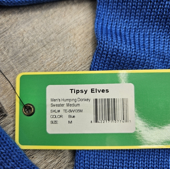 Tipsy Elves NEW Men's Humping Donkey Sweater Medium Elephant GOP Voter Red Blue - Picture 3 of 9